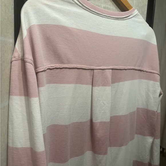 Z SUPPLY The Weekender Cotton Blend Oversized Striped High Low Pullover Top - Picture 7 of 8